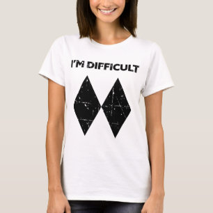 Camiseta Eu Sou Difícil Piada Diamantes Duplos Pretos Esqui