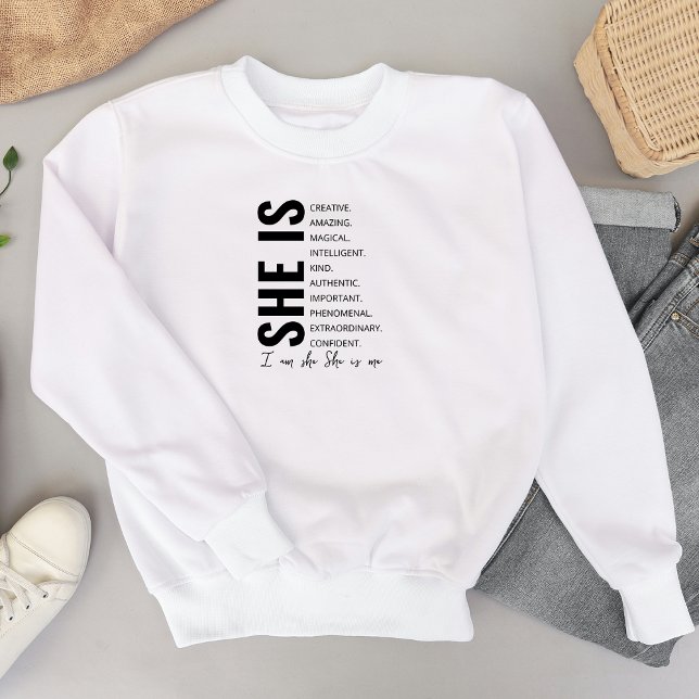 Camiseta Eu sou ela. Ela é eu, encorajadora (i am she.)