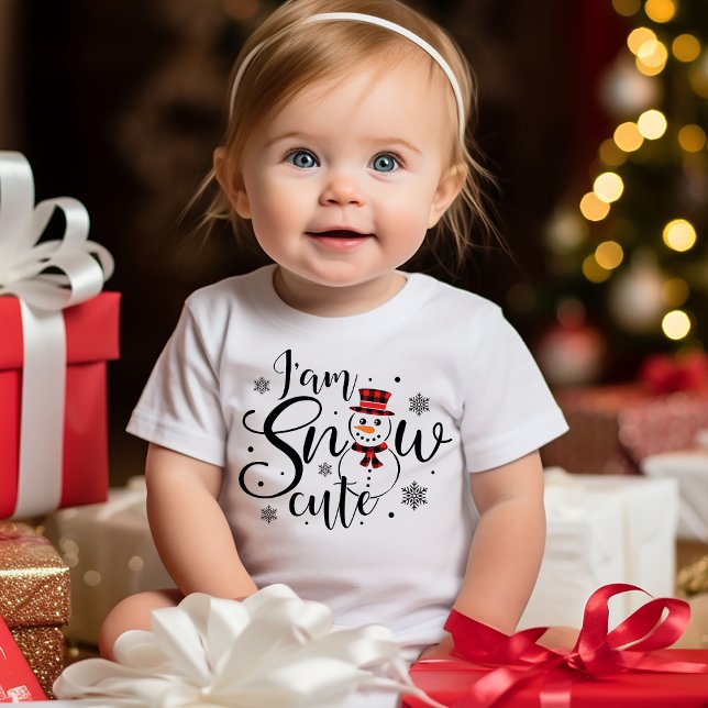 Camiseta Eu sou Feriado de Neve Adorável e Bonito (I am Snow Cute Adorable Snowman Holiday Baby T-Shirt for the Christmas Holidays)
