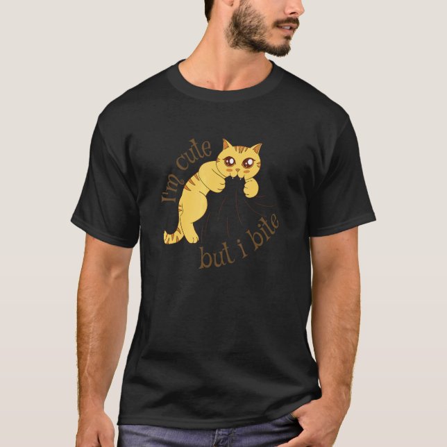 Camiseta Eu Sou Fofo Mas Eu Mordo   Gato (Frente)