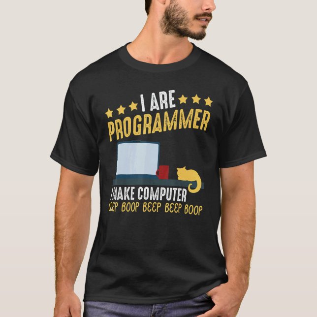 Camiseta Eu Sou Gato Programador Codificando Festa de Compu (Frente)