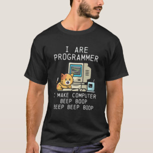 Camiseta Eu Sou Gato Programador Eu Faço Computador Bip Boo