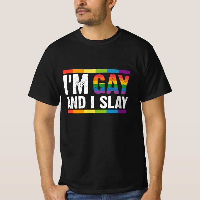Camiseta Eu sou Gay e Orgulho gay LGBTQ de Estilo (Frente)