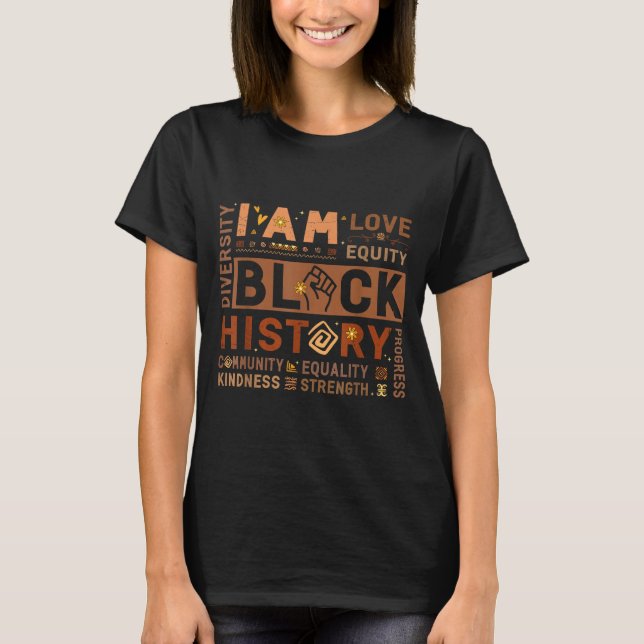 Camiseta Eu Sou História Negra Amor Diversidade Afro-Americ (Frente)