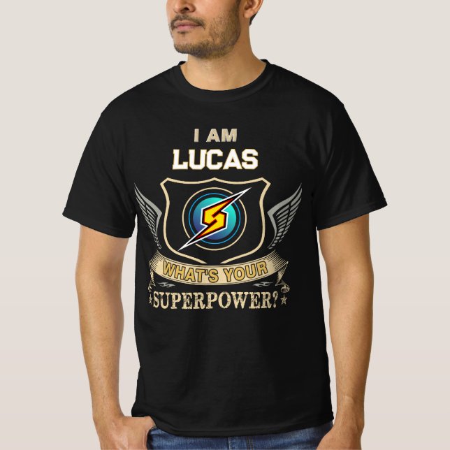 Camiseta Eu Sou LUCAS Qual É Seu Superpoder (Frente)
