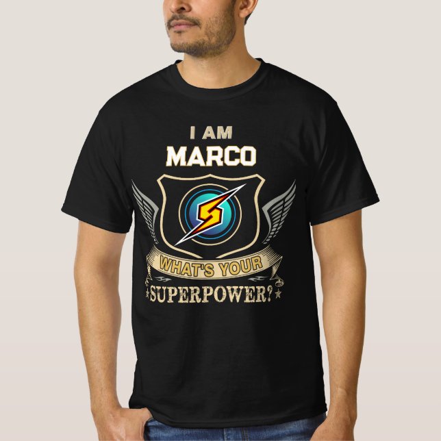 Camiseta Eu Sou MARCO Qual É Seu Superpoder (Frente)