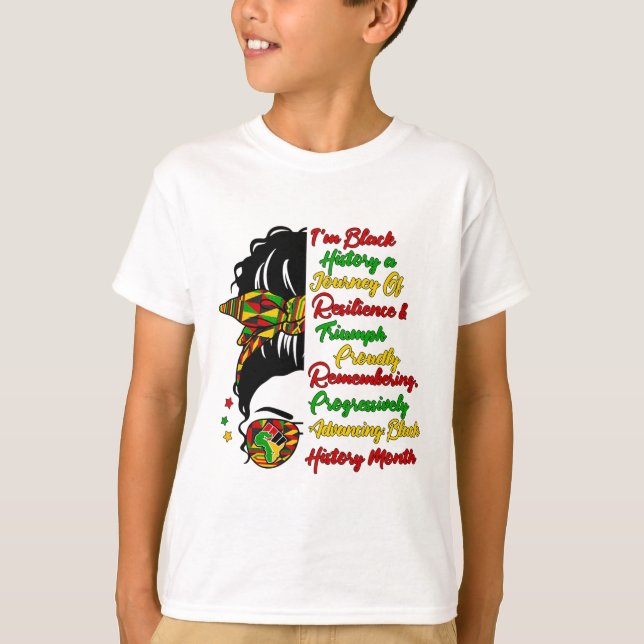 Camiseta Eu Sou Menina Afro com Coque Desarrumado da Histór (Frente)