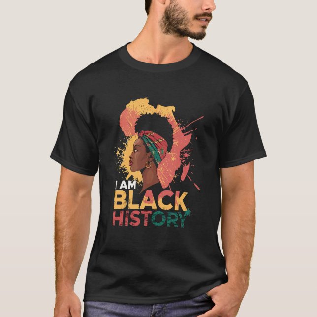 Camiseta Eu Sou Mês da História Negra Mulheres Meninas Afro (Frente)