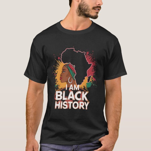Camiseta Eu Sou Mês da História Negra Mulheres Meninas Afro (Frente)