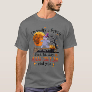 Camiseta Eu sou mesmo um Hippo Halloween Humano Figurume Me