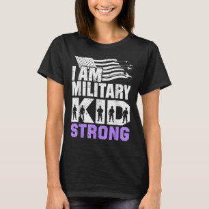 Camiseta Eu Sou Militar Crianças Roxas Fortes Crianças Mili