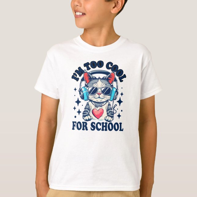 Camiseta Eu Sou Muito Legal Para A Escola | Gato Moderno En (Frente)