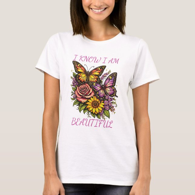Camiseta Eu Sou Mulher Bonita Branca (Frente)