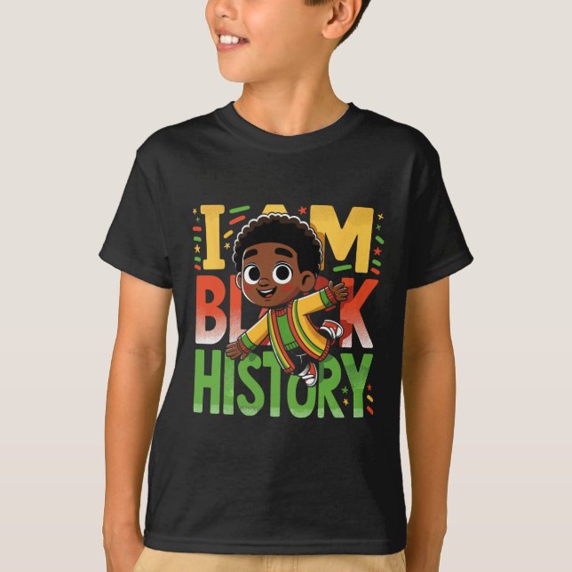 Camiseta Eu sou negro, crianças, meninos História negra mês (Frente)