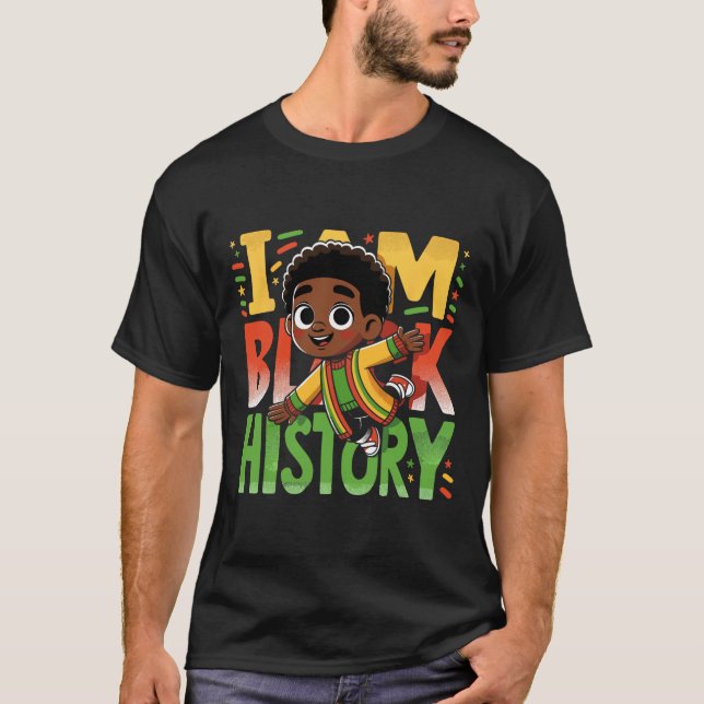 Camiseta Eu sou negro, crianças, meninos História negra mês (Frente)