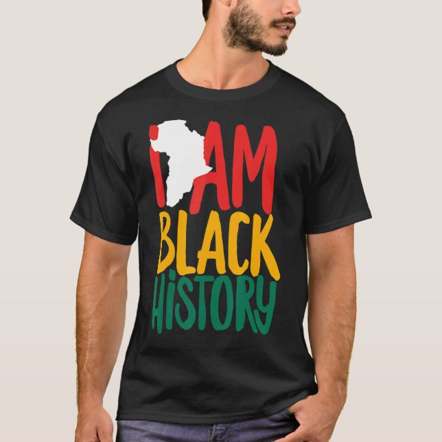 Camiseta Eu Sou Negro História Africana Patrimônio American (Frente)
