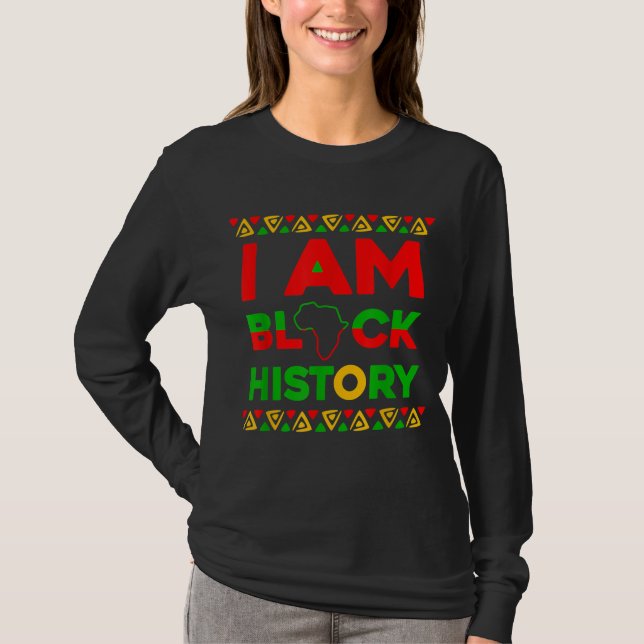 Camiseta Eu sou negro histórico mês BLM afrocêntrico (Frente)