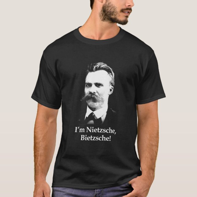 Camiseta Eu sou Nietzsche, Bietzsche! (T preto) (Frente)