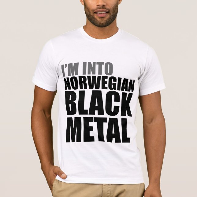 Camiseta Eu sou no metal preto norueguês (Frente)