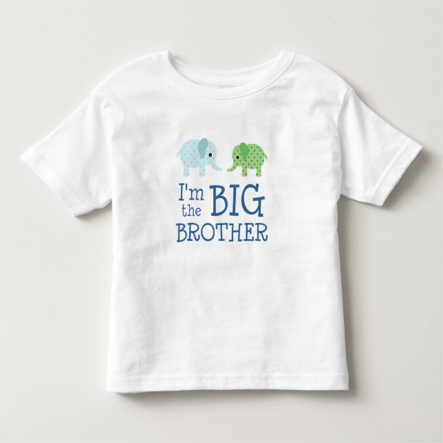 Camiseta Eu sou o Big Brother Cute Elephants Kids (Frente)
