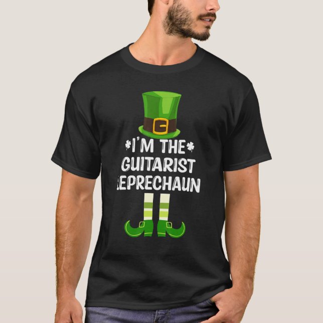 Camiseta Eu Sou O Dia de São Patrício Guitarista Leprechaun (Frente)