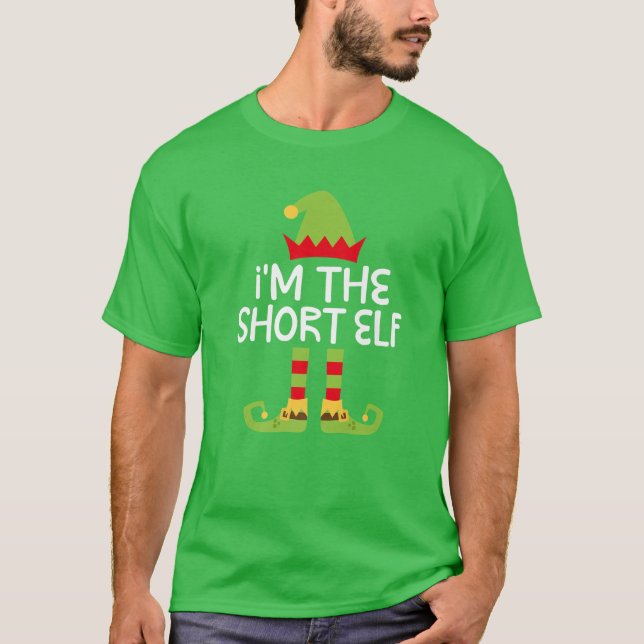 Camiseta Eu sou o Elf Curto, combinando com a fantasia de N (Frente)