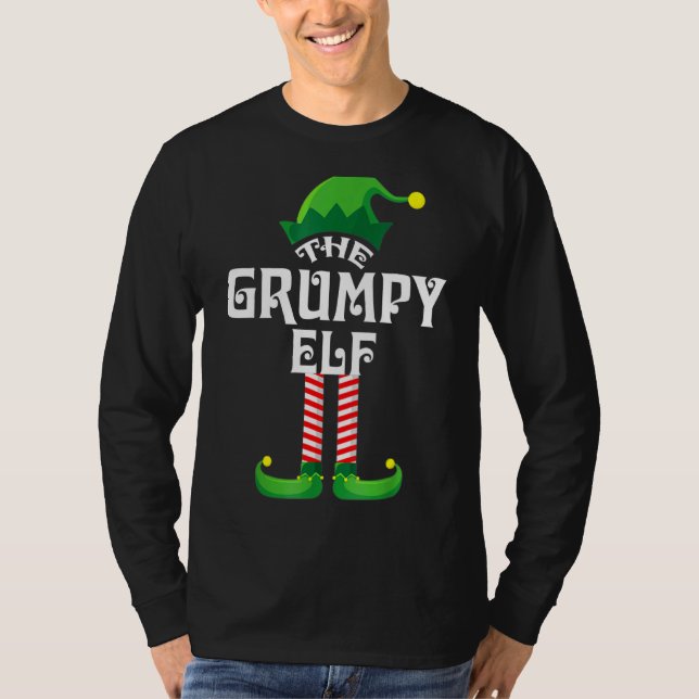 Camiseta Eu sou o Elf Xmas rabugento combinando o Natal par (Frente)
