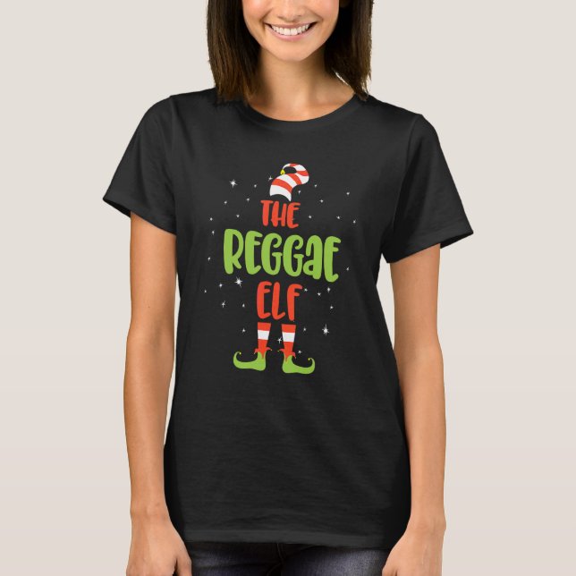 Camiseta Eu Sou o Elfo do Reggae, Grupo de Natal Combinando (Frente)