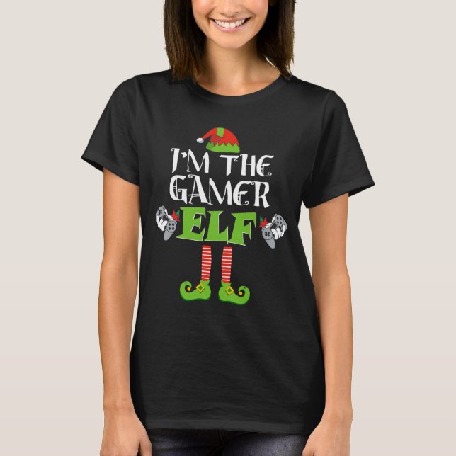 Camiseta Eu sou o Elfo dos Jogadores Jogo Feliz de Natal (Frente)