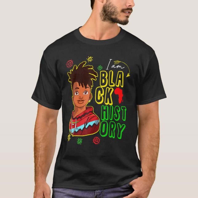 Camiseta Eu Sou O Forte Menino Africano História Negra Mês  (Frente)