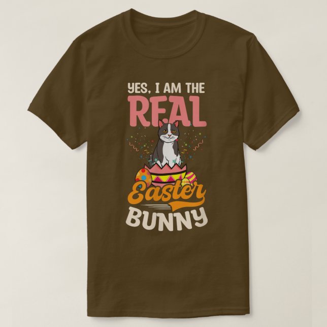 Camiseta Eu sou o Gato de Páscoa de coelhinho da Páscoa.  (Frente do Design)