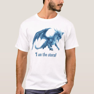 Camiseta Eu Sou o Tempestade Majestoso Dragão de Gelo Azul