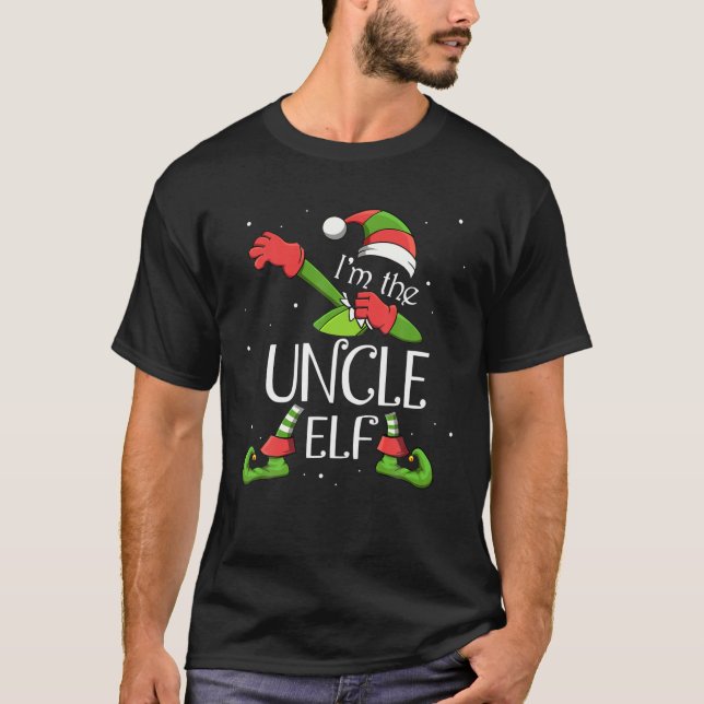 Camiseta Eu sou o tio Elf Dabbing Santa Claus Xmas Family (Frente)