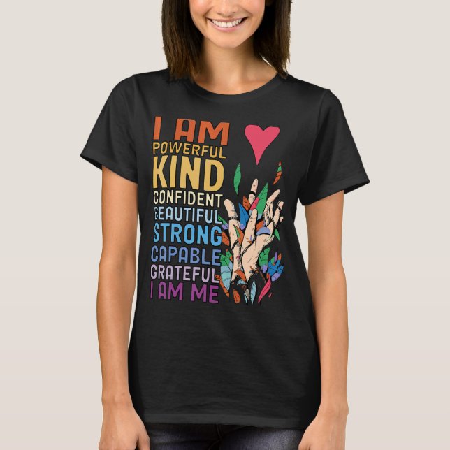 Camiseta Eu sou poderoso Confiante Belo Capa Forte (Frente)
