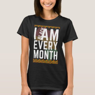 Camiseta Eu Sou Preto Todos Os Meses 2022 Homens Afro-Ameri