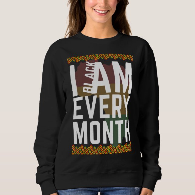 Camiseta Eu Sou Preto Todos Os Meses 2022 Homens Afro-Ameri (Frente)