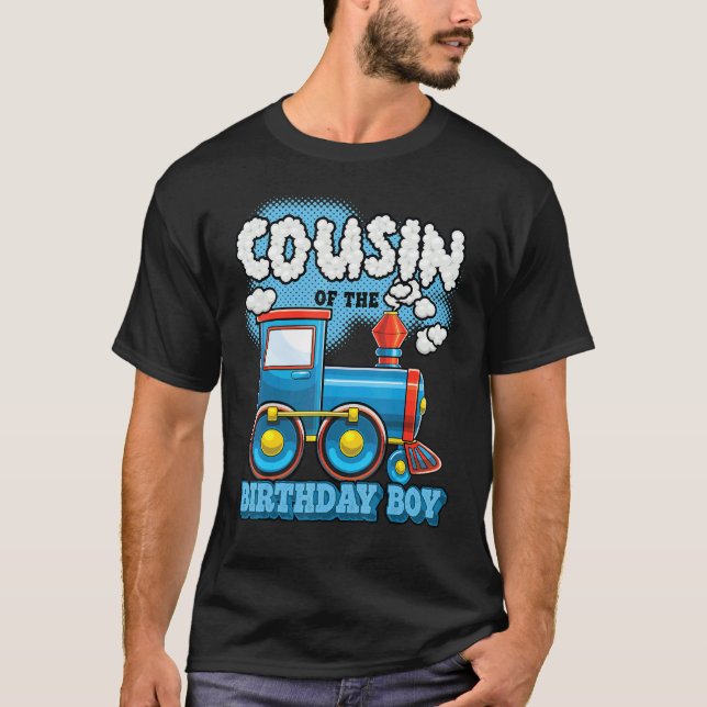 Camiseta Eu sou Primo do Aniversário do Comboio de Aniversá (Frente)