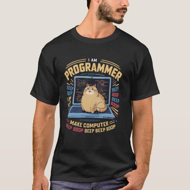 Camiseta Eu sou Programador Eu Faço Computador Gato Codific (Frente)