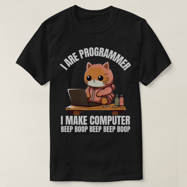 Camiseta Eu sou programador Eu faço um computador bipe boop (Frente do Design)