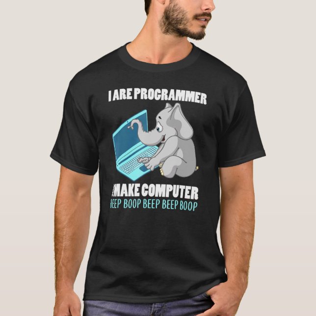 Camiseta Eu sou programador Eu faço um elefão de bipe do co (Frente)