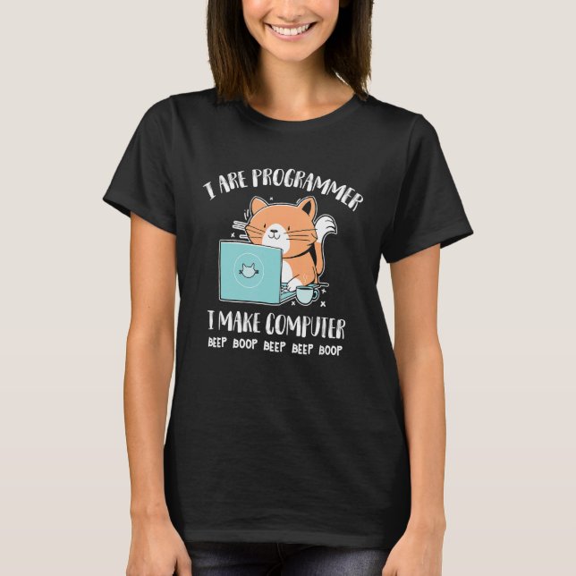 Camiseta Eu sou programador Eu faço uma inicialização de bi (Frente)