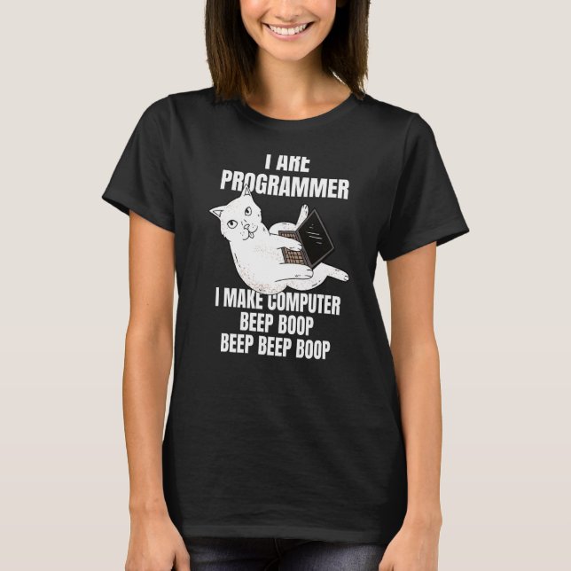 Camiseta Eu Sou Programador, Gato De Bipe, Eu Engraçado. (Frente)