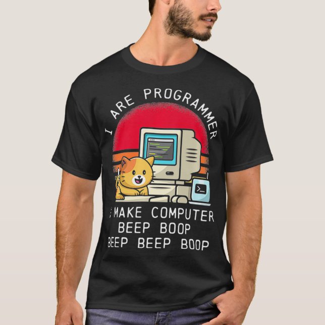 Camiseta Eu Sou Programador Retro Cat Premium (Frente)