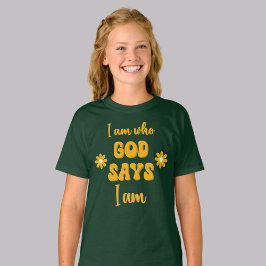Camiseta Eu Sou Quem Deus Diz - Floral Cristão Baseado na F