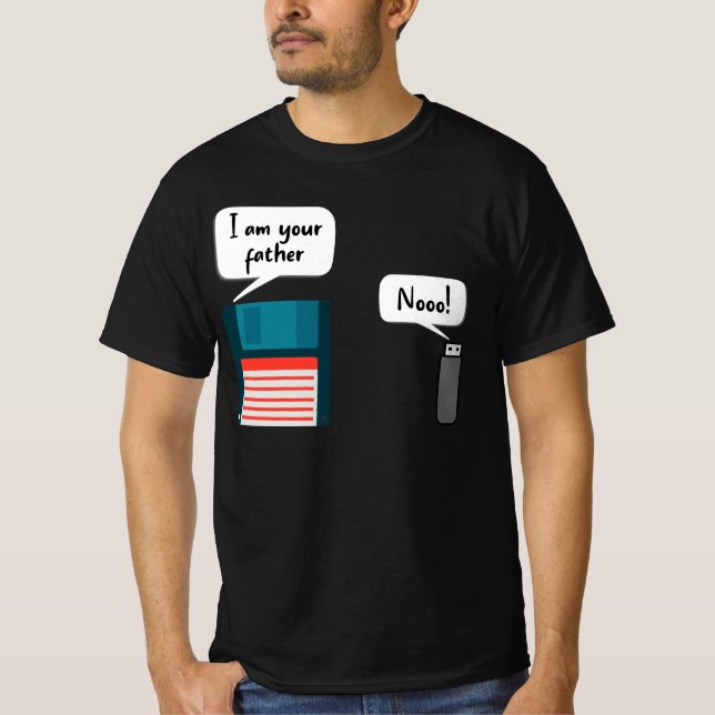Camiseta Eu sou seu pai Geek de computador de disquete USB  (Frente)