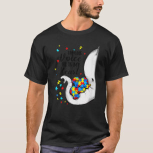 Camiseta Eu Sou Sua Voz Autismo Quebra-cabeça Elefante Au