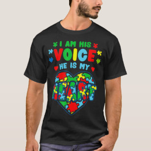 Camiseta Eu Sou Sua Voz Ele É Meu Autismo Cardíaco Seja pac