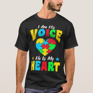 Camiseta Eu Sou Sua Voz Ele É Meu Coração Autismo Espectro