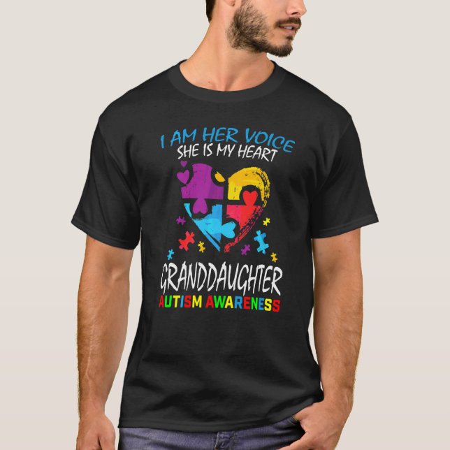 Camiseta Eu Sou Sua Voz Neta Conscientização sobre Autismo  (Frente)