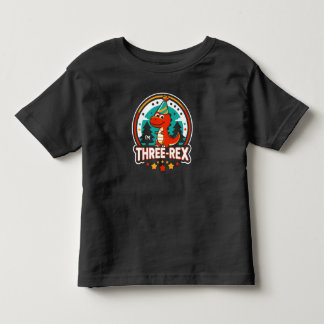 Camiseta Eu sou Três Dinossauros Rex Cute para a aniversári